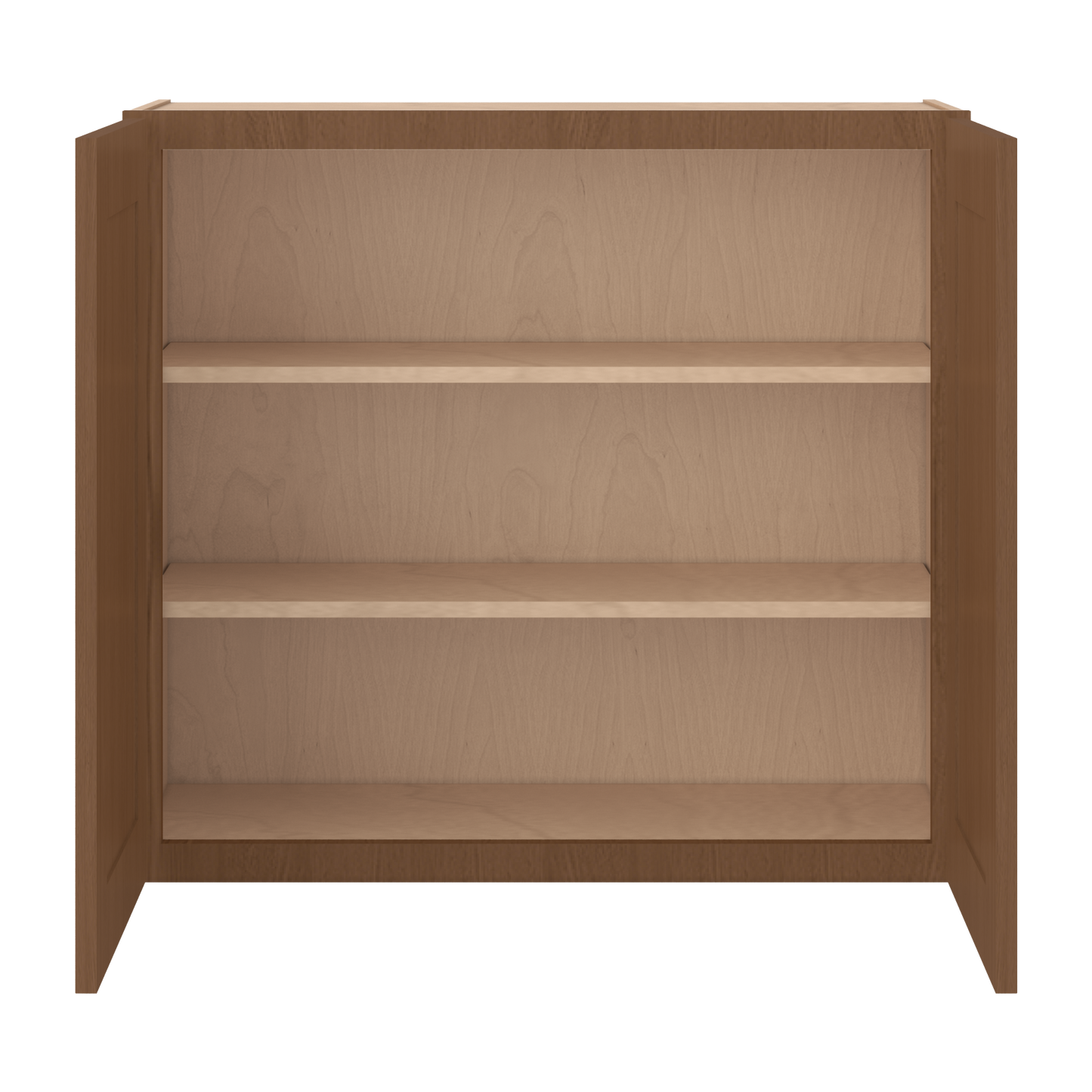 30" Tall Double Door 24", 27", 30", 33" & 36" Elegant Craftsman Mocha Shaker 1-1/4" Overlay Wall Cabinet