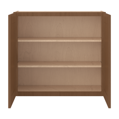 30" Tall Double Door 24", 27", 30", 33" & 36" Elegant Craftsman Mocha Shaker 1-1/4" Overlay Wall Cabinet
