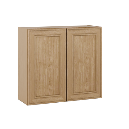 30" Tall Double Door 24", 27", 30", 33" & 36" Elegant Oak Craftsman Shaker 1-1/4" Overlay Wall Cabinet
