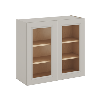 30" Tall 27LGDS Laguna Gray Double Shaker Glass Ready Wall Cabinet - Double Door 24", 27", 30", 33" & 36" Wide