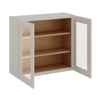 30" Tall 27LGDS Laguna Gray Double Shaker Glass Ready Wall Cabinet - Double Door 24", 27", 30", 33" & 36" Wide