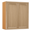 39" Tall White Oak Inset Shaker Wall Cabinet - Double Door 24", 27", 30", 33" & 36" Wide