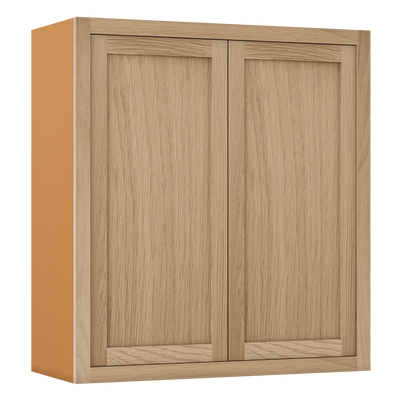 39" Tall White Oak Inset Shaker Wall Cabinet - Double Door 24", 27", 30", 33" & 36" Wide