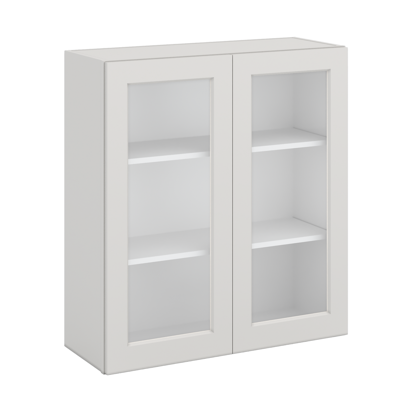 36" Tall 2WS White Shaker 1-1/4" Overlay Glass Ready Wall Cabinet - Double Door 24", 27", 30", 33" & 36" Wide