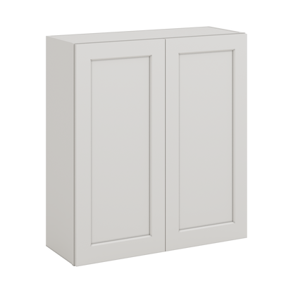 36" Tall 2WS White Shaker 1-1/4" Overlay Wall Cabinet - Double Door 24", 27", 30", 33" & 36" Wide