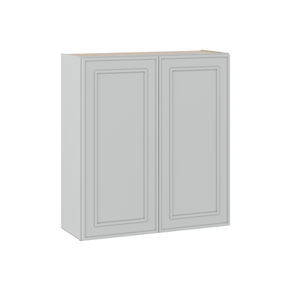 36" Tall Double Door 24", 27", 30", 33" & 36" Wide White Elegant Oak Shaker Wall Cabinet