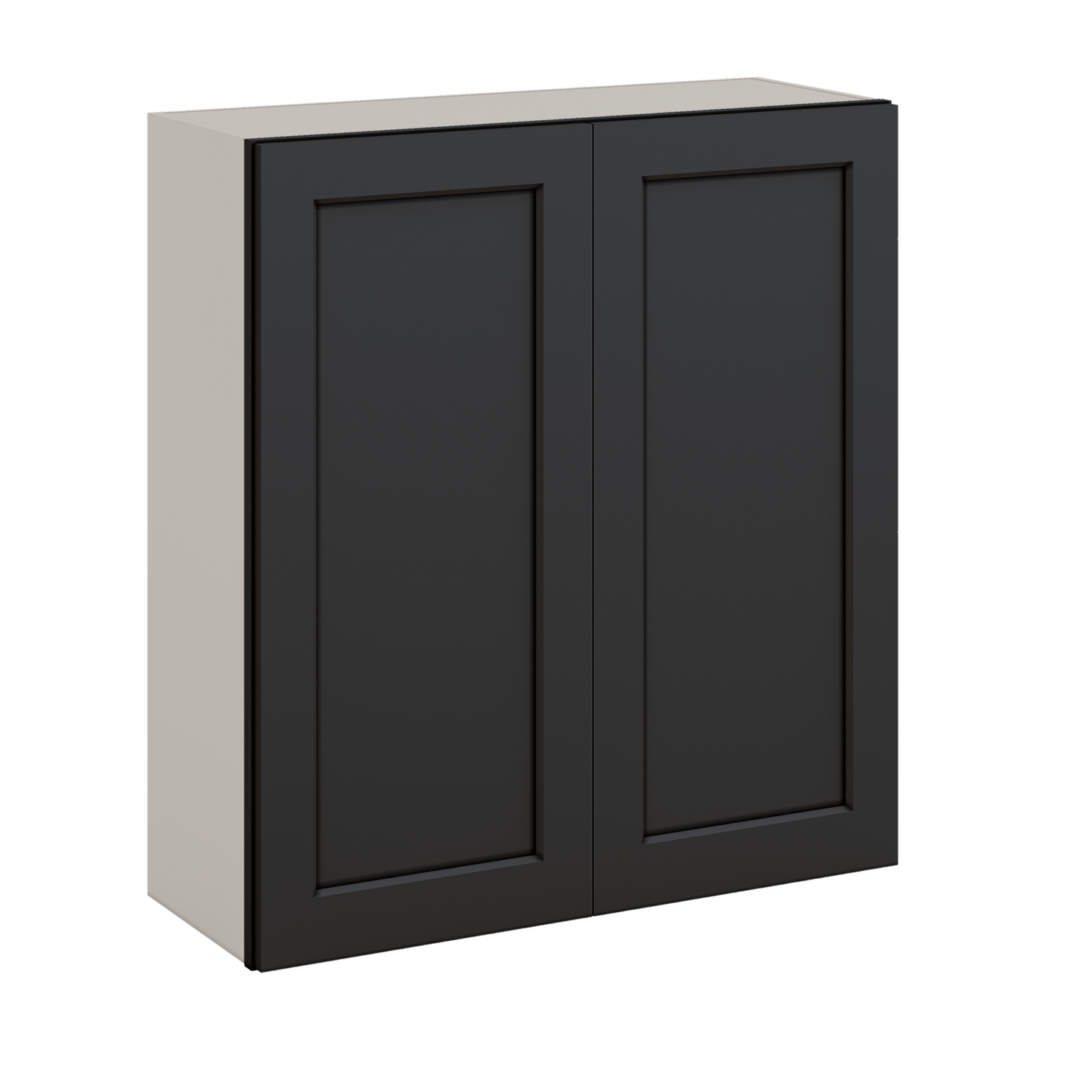 36" Tall 15HNS Hermosa Noir Black Shaker 1-1/4" Overlay Wall Cabinet - Double Door 24", 27", 30", 33" & 36" Wide