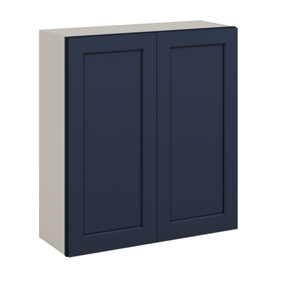 36" Tall 29NB Naval Blue Shaker 1-1/4" Overlay Wall Cabinet - Double Door 24", 27", 30", 33" & 36" 42" Wide