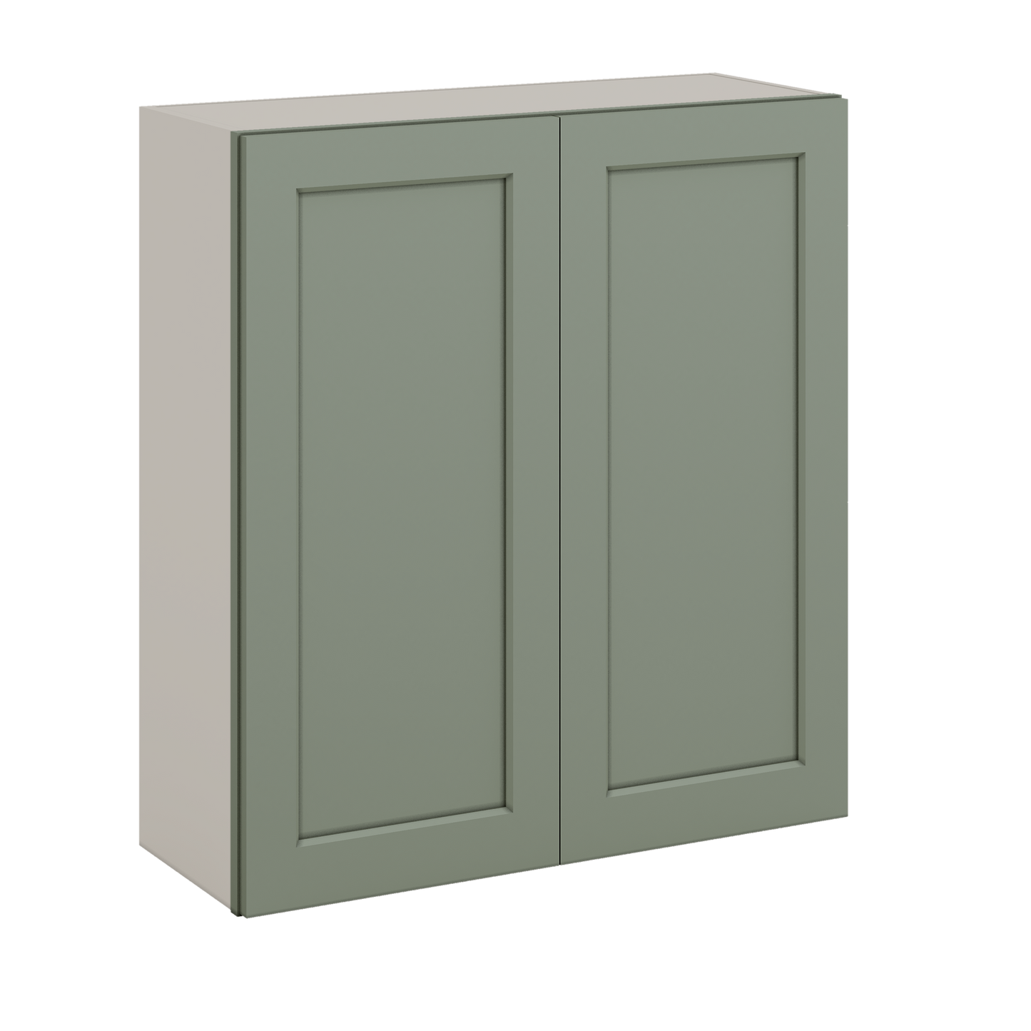 36" Tall Green Shaker 1-1/4" Overlay Wall Cabinet - Double Door 24", 27", 30", 33" & 36" Wide