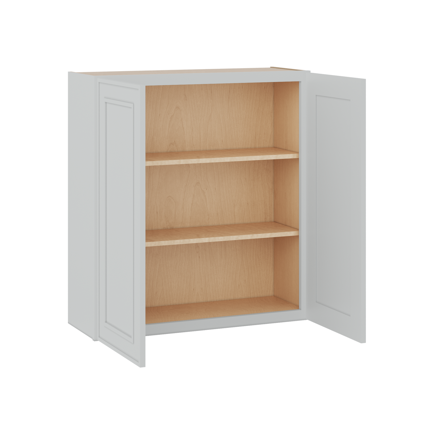 36" Tall Double Door 24", 27", 30", 33" & 36" Wide White Elegant Oak Shaker Wall Cabinet