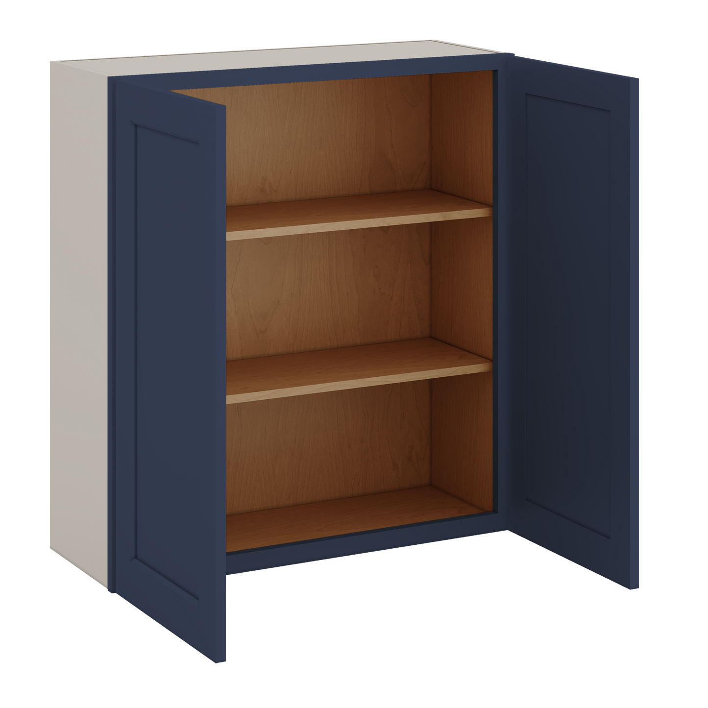 36" Tall 29NB Naval Blue Shaker 1-1/4" Overlay Wall Cabinet - Double Door 24", 27", 30", 33" & 36" 42" Wide