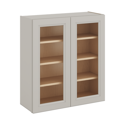 36" Tall 27LGDS Laguna Gray Double Shaker Glass Ready Wall Cabinet - Double Door 24", 27", 30", 33" & 36" Wide