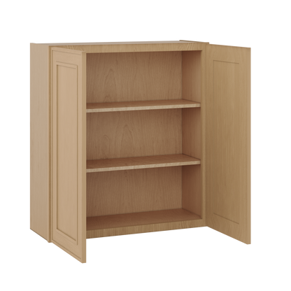 36" Tall Double Door 24", 27", 30", 33" & 36" Wide Elegant Oak Shaker Wall Cabinet