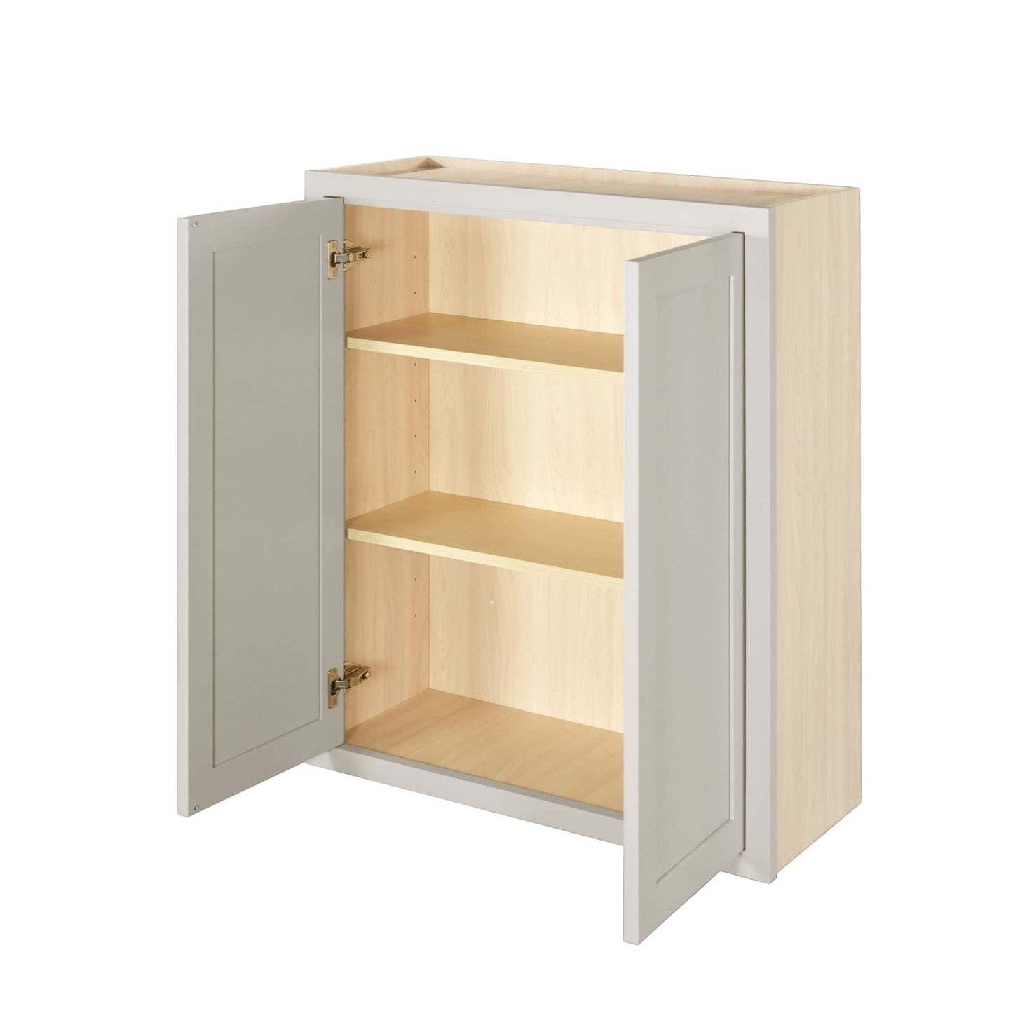 39" Tall Tuscan Gray Inset Shaker Wall Cabinet - Double Door 24", 27", 30", 33" & 36" Wide