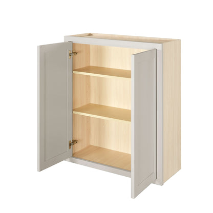 39" Tall Tuscan Gray Inset Shaker Wall Cabinet - Double Door 24", 27", 30", 33" & 36" Wide