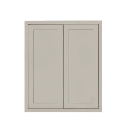 39" Tall Tuscan Gray Inset Shaker Wall Cabinet - Double Door 24", 27", 30", 33" & 36" Wide