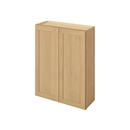 36" Tall Wall Cabinet Sandstone Birch Shaker 1-1/4" Overlay - Double Door 24", 27", 30", 33", 36"