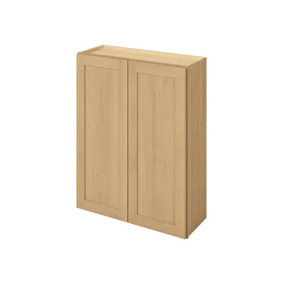 42" Tall Sandstone Birch Shaker 1-1/4" Overlay Wall Cabinet - Double Door 24", 27", 30", 33", 36"