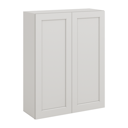 40" Tall 2WS White Shaker 1-1/4" Overlay Wall Cabinet - Double Door 24", 27", 30", 33", 36"