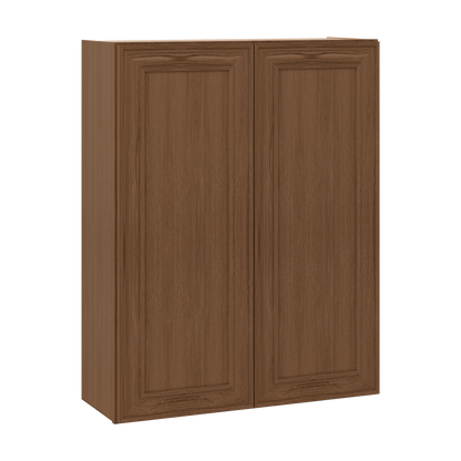 42" Tall Double Door 24", 27", 30", 33" & 36" Wide Elegant Craftsman Mocha Shaker Wall Cabinet