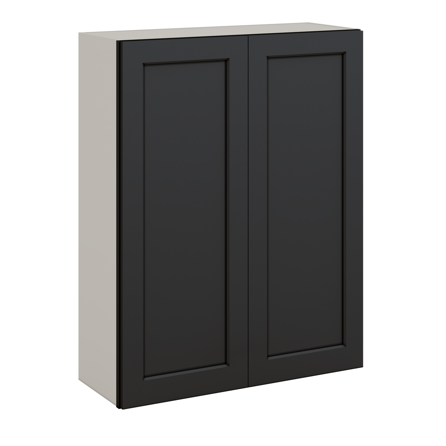 42" Tall Wall Cabinet 15HNS Hermosa Noir Black Shaker 1-1/4" Overlay - Double Door 24", 27", 30", 33", 36"