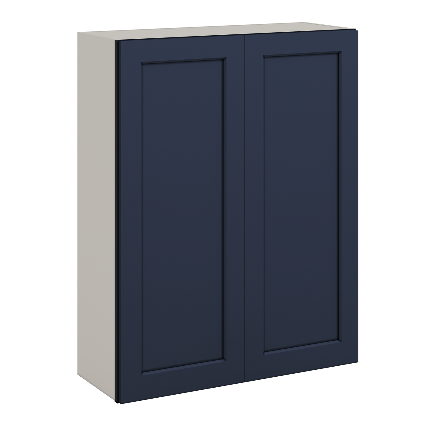 42" Tall NB29- Naval Blue Shaker 1-1/4" Overlay Wall Cabinet - Double Door 24", 27", 30", 33", 36"