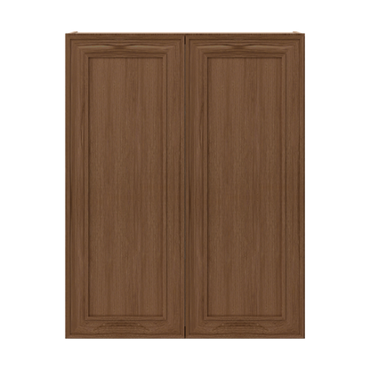 42" Tall Double Door 24", 27", 30", 33" & 36" Wide Elegant Craftsman Mocha Shaker Wall Cabinet