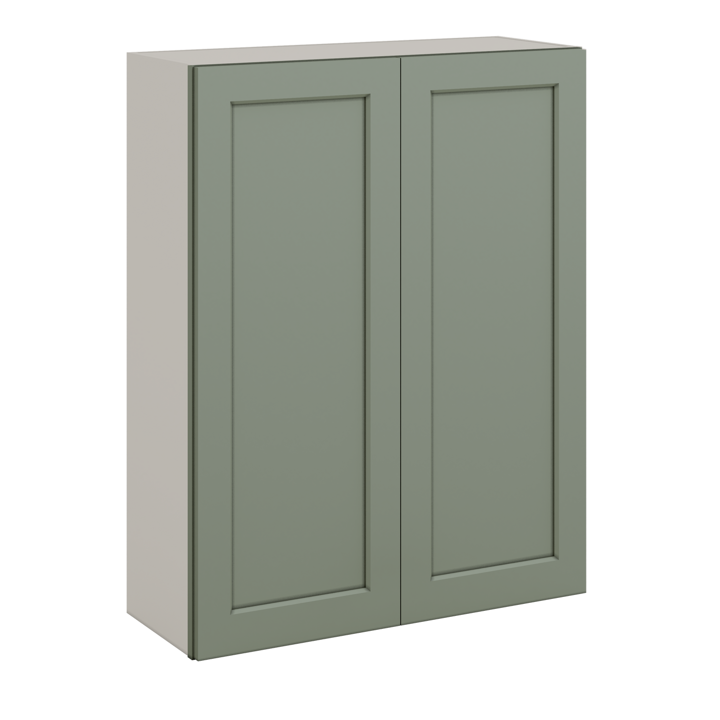 42" Tall Double Door 24", 27", 30", 33", 36" Sage Green Shaker 1-1/4" Overlay Wall Cabinet -