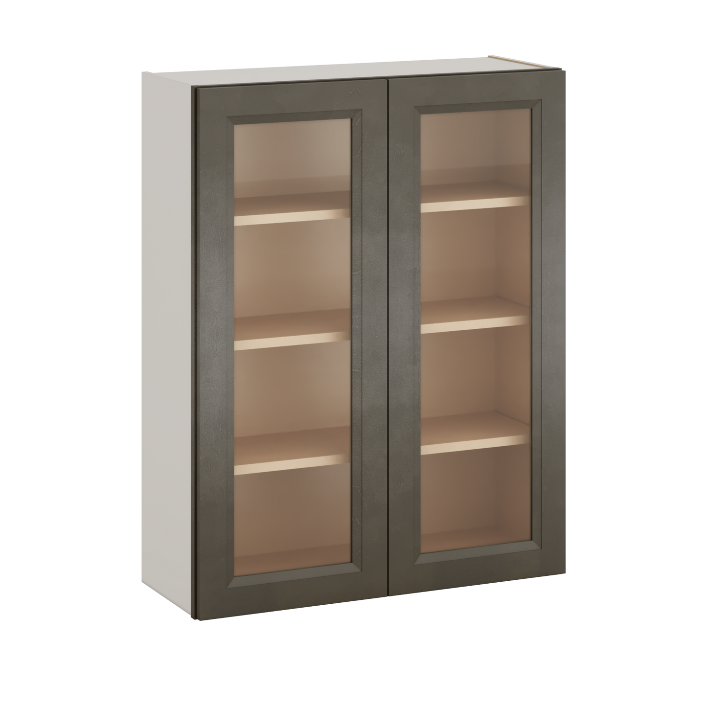 42" Tall Huntington Cinder Double Shaker Glass Ready Wall Cabinet - Double Door 24", 27", 30", 33", 36"