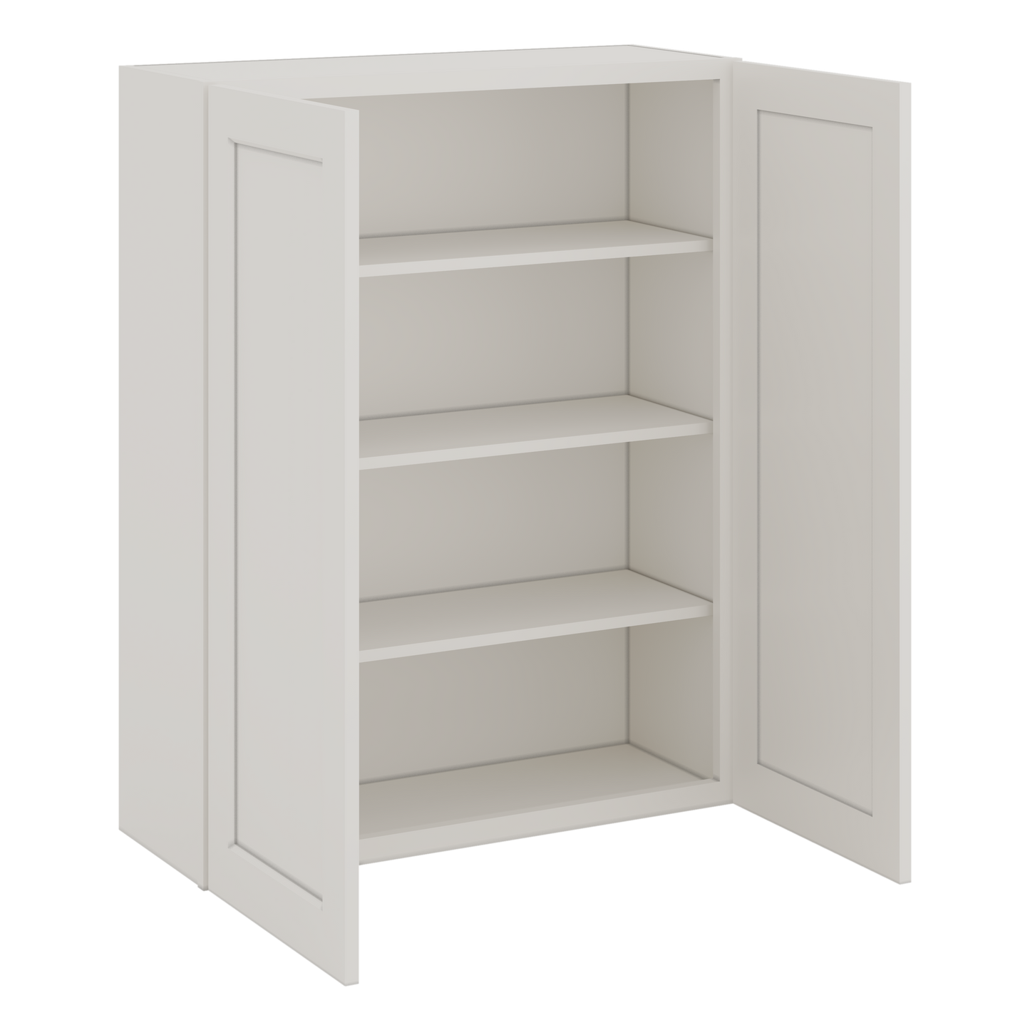 40" Tall 2WS White Shaker 1-1/4" Overlay Wall Cabinet - Double Door 24", 27", 30", 33", 36"