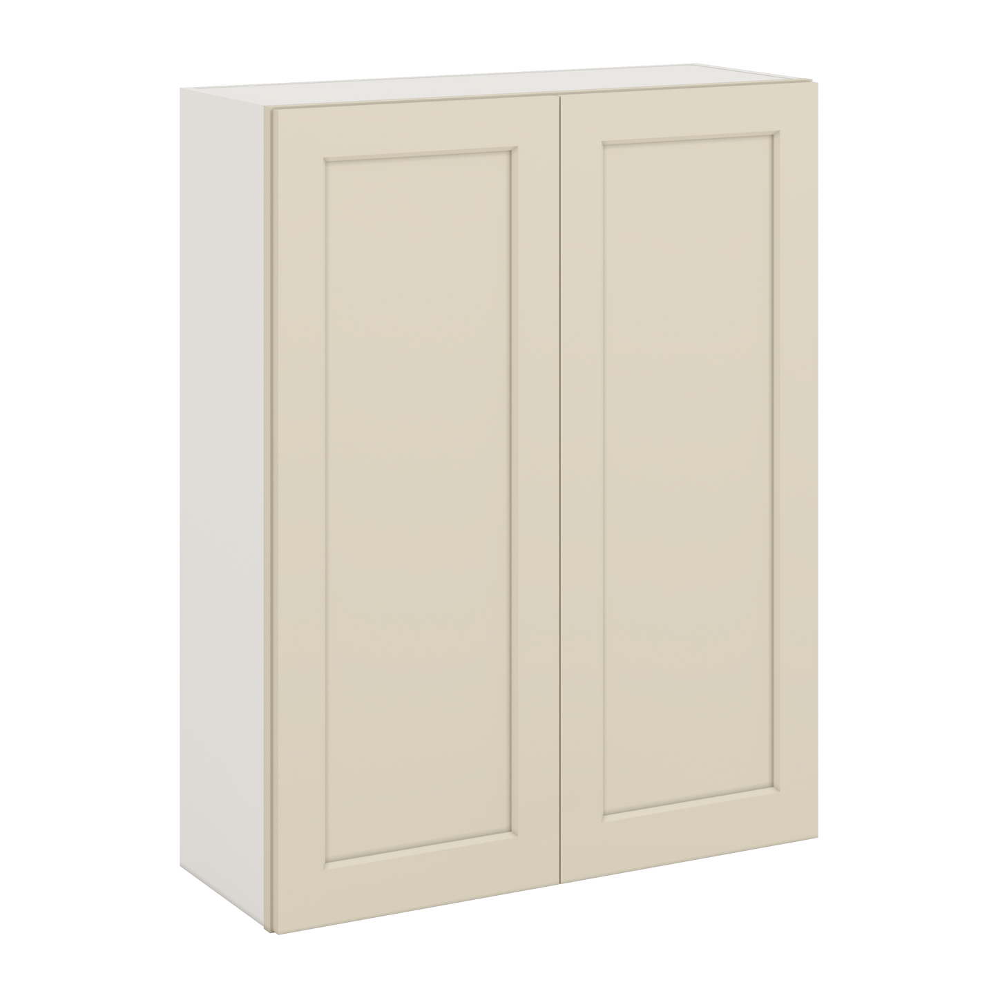 42" Tall Manhattan Cream Shaker 1-1/4" Overlay Wall Cabinet - Double Door 24", 27", 30", 33", 36"