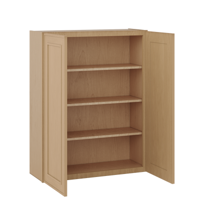 42" Tall Double Door 24", 27", 30", 33" & 36" Wide Elegant Oak Shaker Wall Cabinet