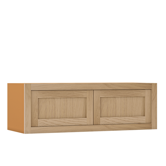 36" Wide Bridge White Oak Inset Shaker Wall Cabinet - Double Door 12", 15", 18", 21" & 24" Tall