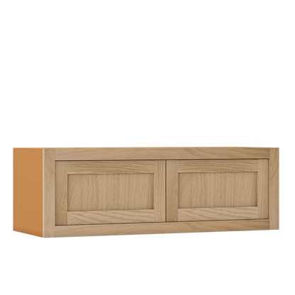 12" Tall Inset Oak Shaker Wall Cabinet - Double Door 24" to 36" Wide - Special Order