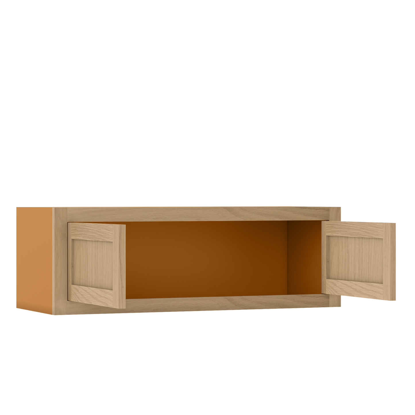 12" Tall Inset Oak Shaker Wall Cabinet - Double Door 24" to 36" Wide - Special Order