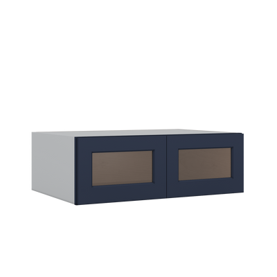 36" Wide 24" Deep Upper 29NB Naval Blue Shaker 1-1/4" Overlay Glass Ready Wall Cabinet - Double Door 12", 15", 18", 21", 24"