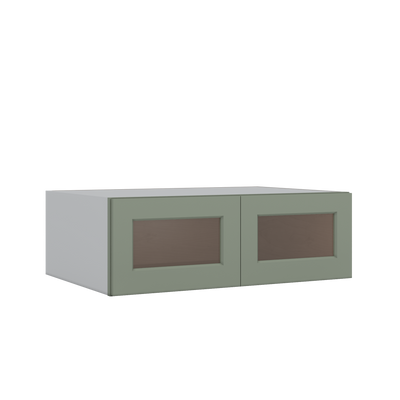 36" Wide 24" Deep Upper Green Shaker 1-1/4" Overlay Glass Ready Wall Cabinet - Double Door 12", 15", 18", 21", 24"