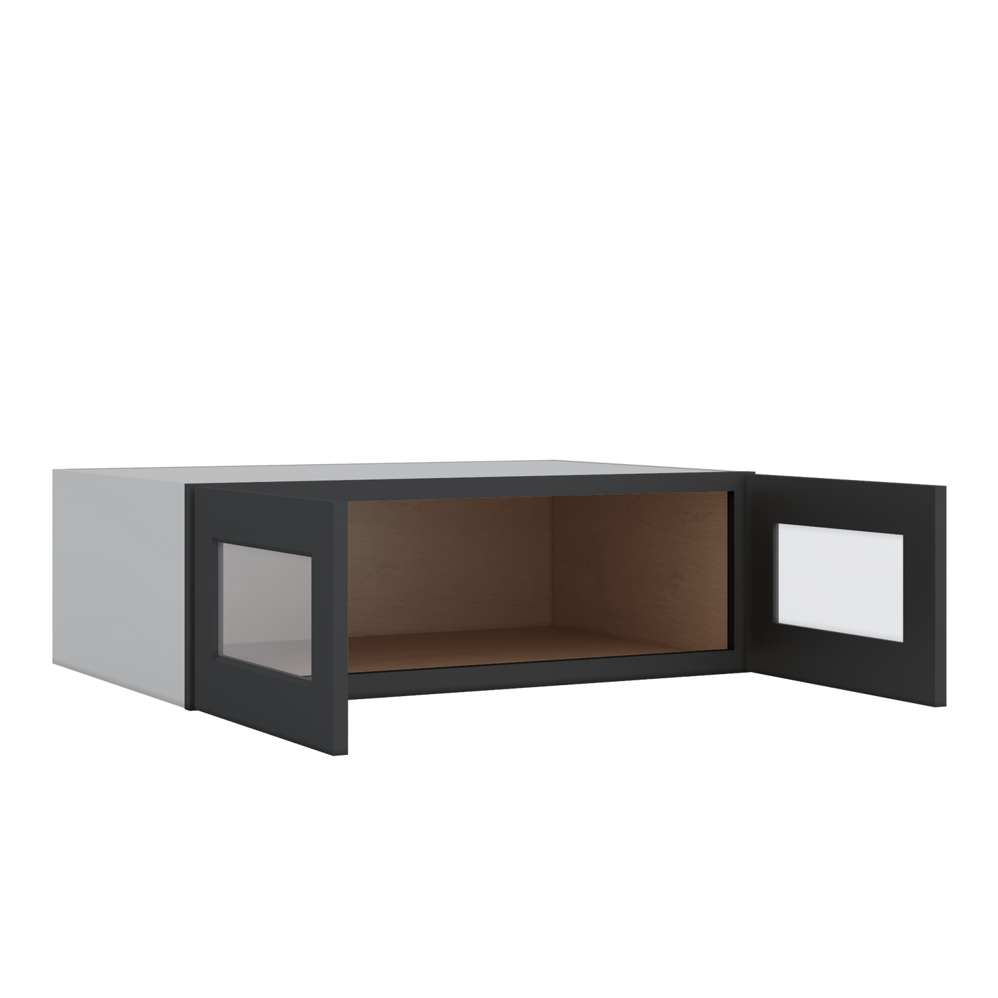 36" Wide 24" Deep Upper 15HNS Hermosa Noir Black Shaker 1-1/4" Overlay Glass Ready Wall Cabinet - Double Door 12", 15", 18", 21", 24"