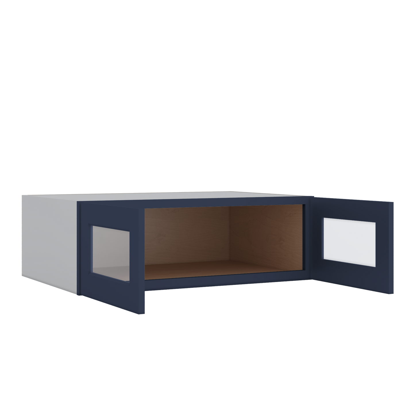 36" Wide 24" Deep Upper NB29 Naval Blue Shaker 1-1/4" Overlay Glass Ready Wall Cabinet - Double Door 12", 15", 18", 21", 24"