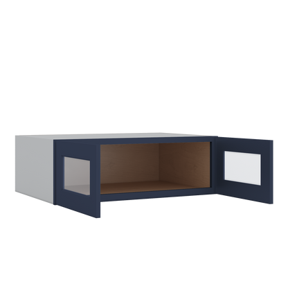 36" Wide 24" Deep Upper NB29 Naval Blue Shaker 1-1/4" Overlay Glass Ready Wall Cabinet - Double Door 12", 15", 18", 21", 24"