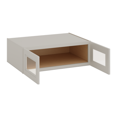 36" Wide 24" Deep Upper 27LGDS Laguna Gray Double Shaker Glass Ready Wall Cabinet - Double Door 12", 15", 18", 21", 24"