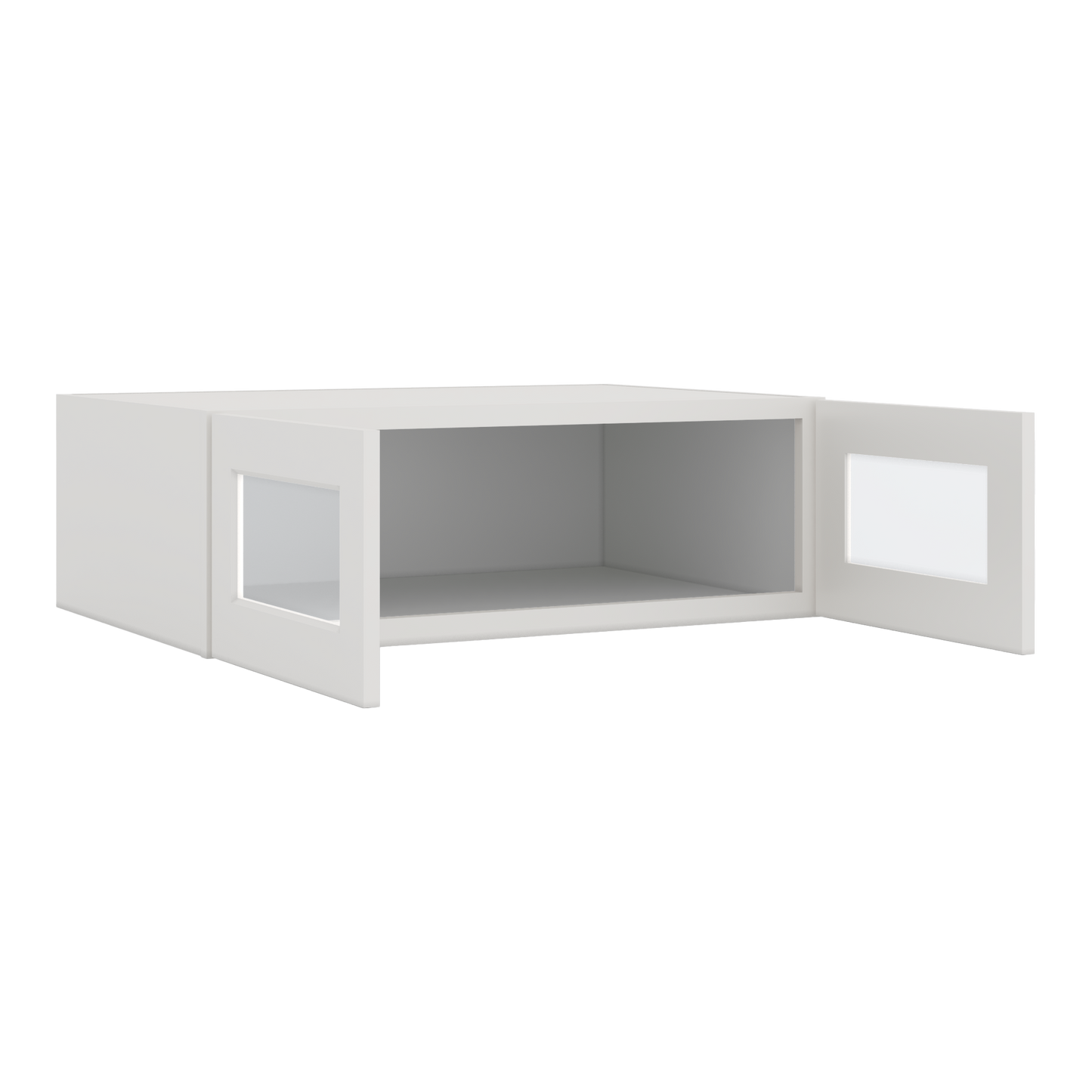 36" Wide 24" Deep Upper 2WS White Shaker 1-1/4" Overlay Glass Ready Wall Cabinet - Double Door 12", 15", 18", 21", 24"