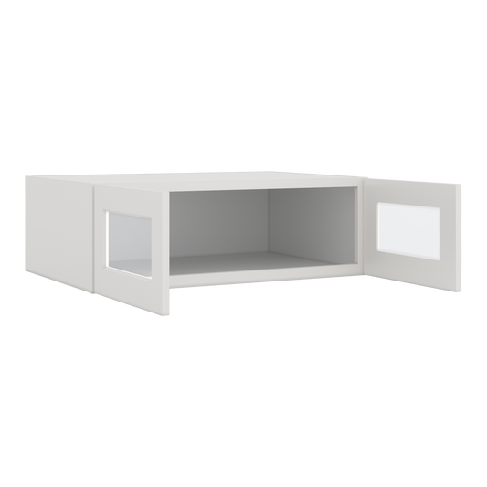 36" Wide 24" Deep Upper White Shaker 1-1/4" Overlay Glass Ready Wall Cabinet - Double Door 12", 15", 18", 21", 24"