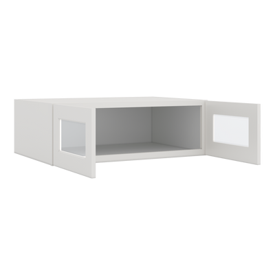 36" Wide 24" Deep Upper 2WS White Shaker 1-1/4" Overlay Wall Glass Cabinet - Double Door 12", 15", 18", 21", 24"