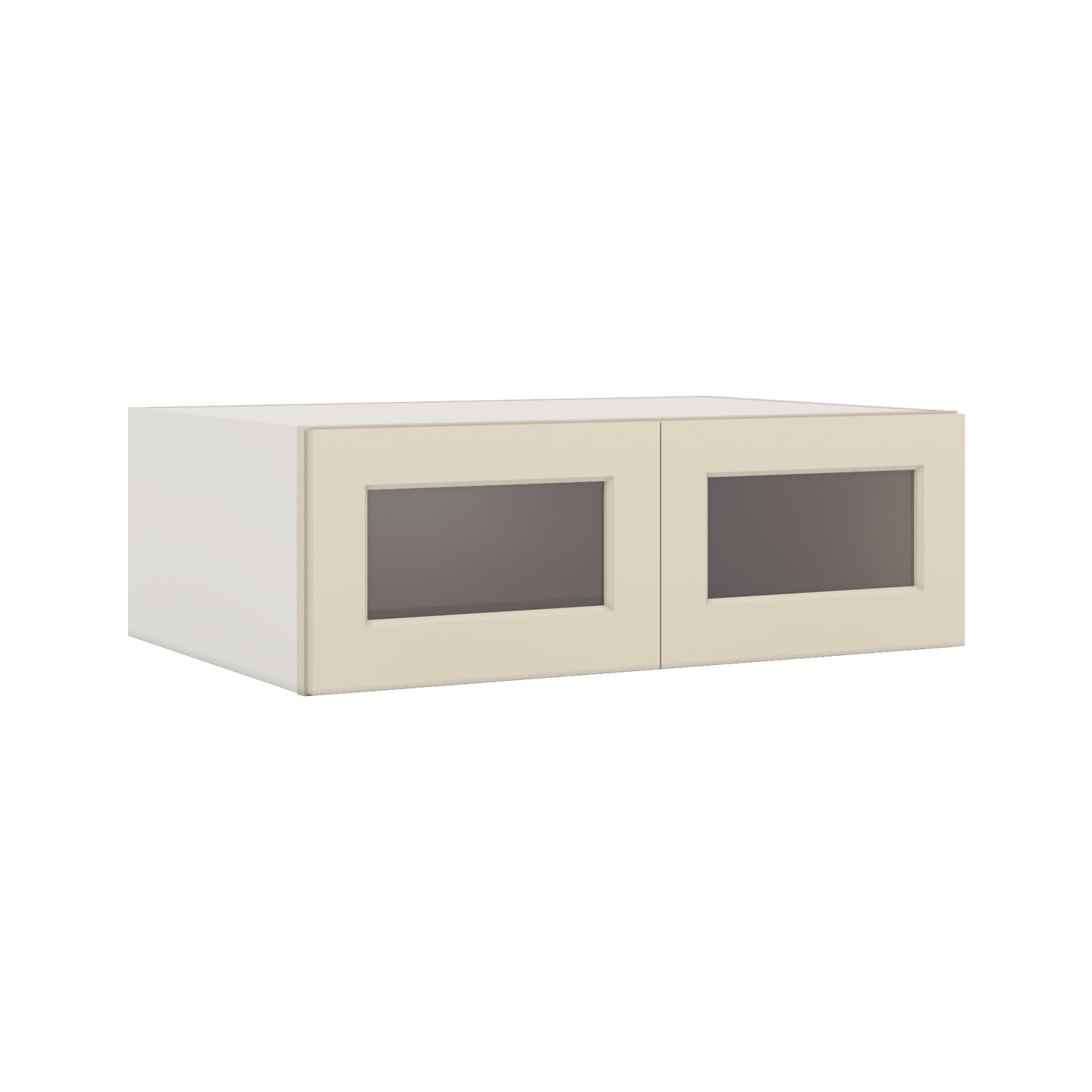 36" Wide 24" Deep Upper Manhattan Cream Shaker 1-1/4" Overlay Glass Ready Wall Cabinet - Double Door 12", 15", 18", 21", 24"