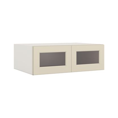 36" Wide 24" Deep Upper Manhattan Cream Shaker 1-1/4" Overlay Glass Ready Wall Cabinet - Double Door 12", 15", 18", 21", 24"