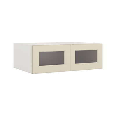 36" Wide 24" Deep Upper Manhattan Cream Shaker 1-1/4" Overlay Glass Ready Wall Cabinet - Double Door 12", 15", 18", 21", 24"
