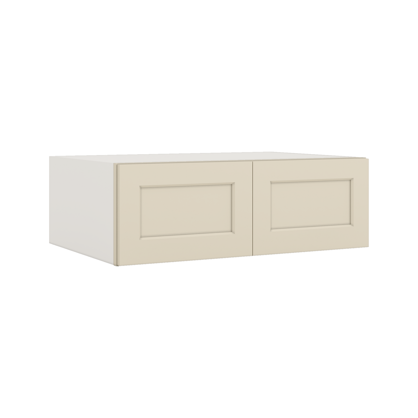 36" Wide 24" Deep Upper Manhattan Cream Shaker 1-1/4" Overlay Wall Cabinet - Double Door 12", 15", 18", 21", 24"