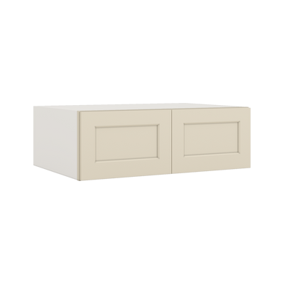 36" Wide 24" Deep Upper Manhattan Cream Shaker 1-1/4" Overlay Wall Cabinet - Double Door 12", 15", 18", 21", 24"