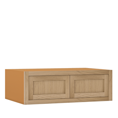 31.5" W 24" D Wall Oven Wall Cabinet  - 12", 15", 18", 21" & 24" Tall White Oak Inset Shaker